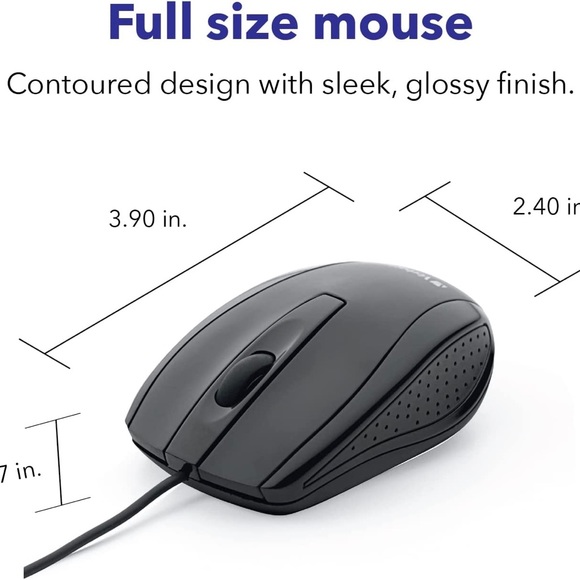 Verbatim Wired Computer Mouse - Corded USB Mouse for Laptops and PCs - Black - Picture 6 of 7